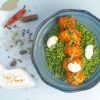 Chutney chicken biriyani, raita spheres